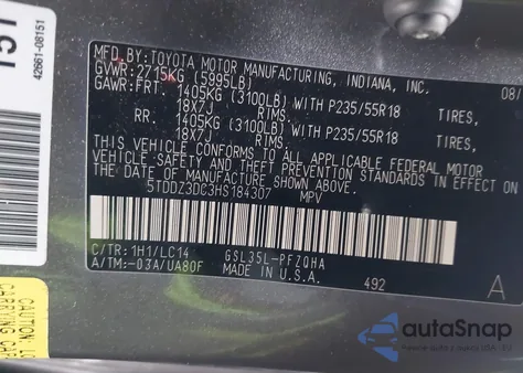 2017 Toyota Sienna Xle 7 Passenger из США, поврежденный, VIN 5TDDZ3DC3HS184307